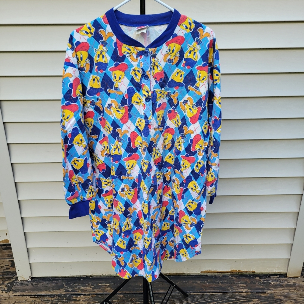Vintage Colorful Tweety Bird Pajama Shirt